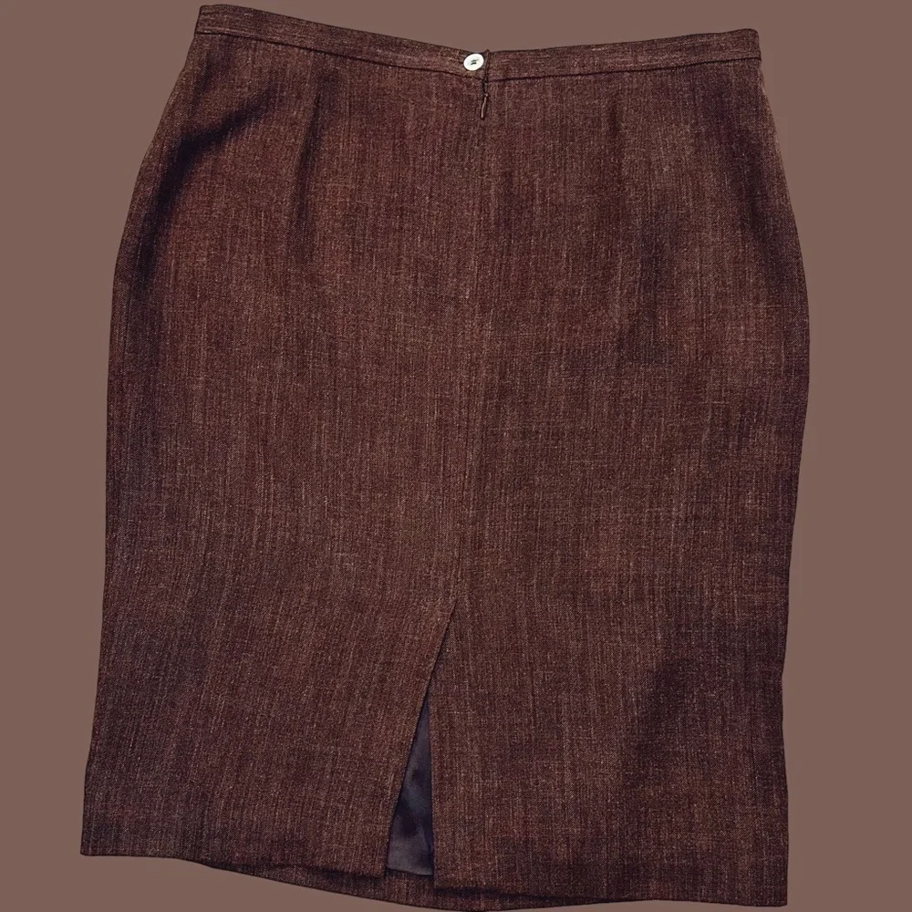 Vintage Dolce & Gabbana Brown Linen Blend Tweed Pencil Skirt IT Size 48